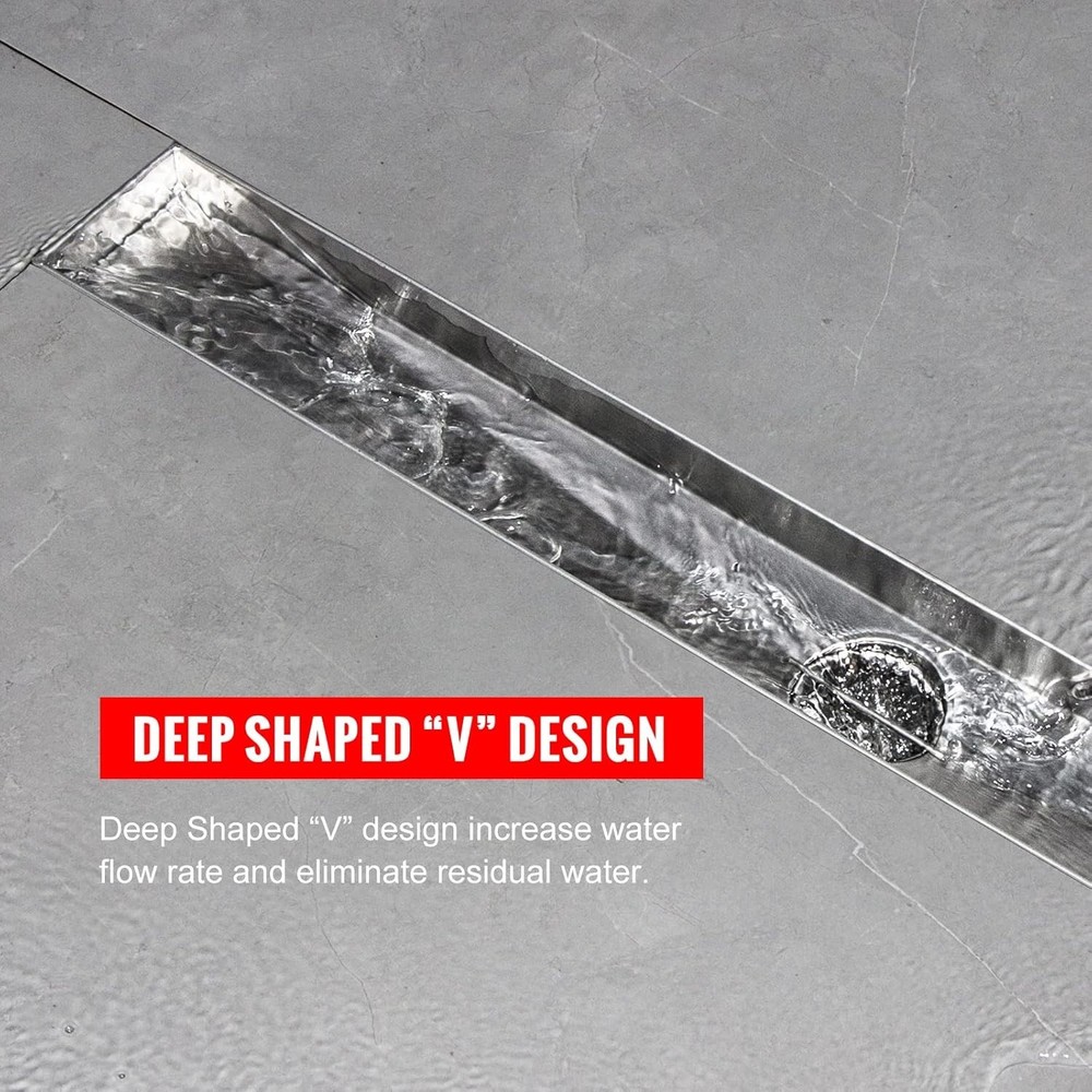 Versatile 24" Stainless Steel Linear Drain with Rust-Resistant Tile Insert Grate