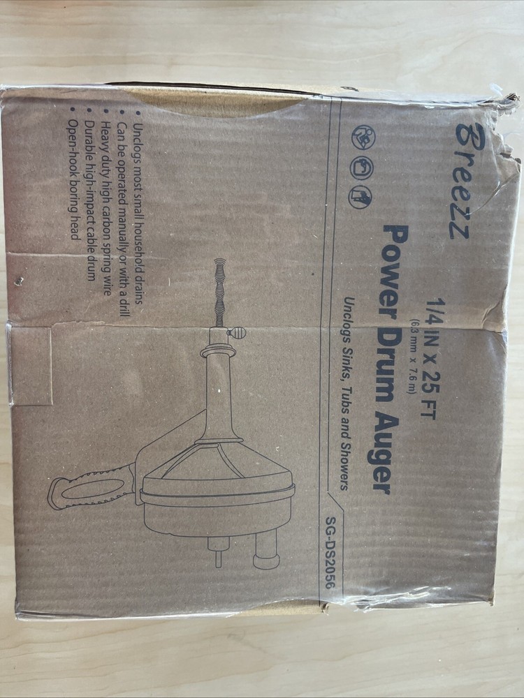 Breezz Power Drum Auger 1/4 x 25ft SG-DS2056 Use Power Tools