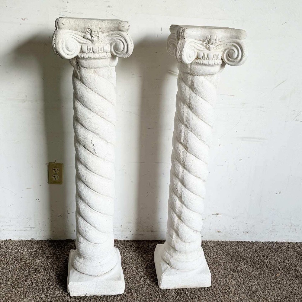 Regency White Plaster Columns Pedestals - a Pair
