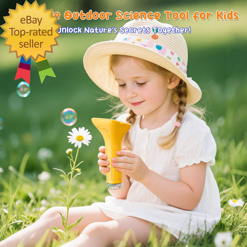 Digital Microscope for Kids 2" Screen 1000X Handheld Microscope HD Pocket