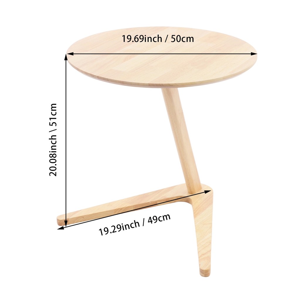 Round Tabletop Side Table, Sofa Tables Slide Under Couch for Living Room