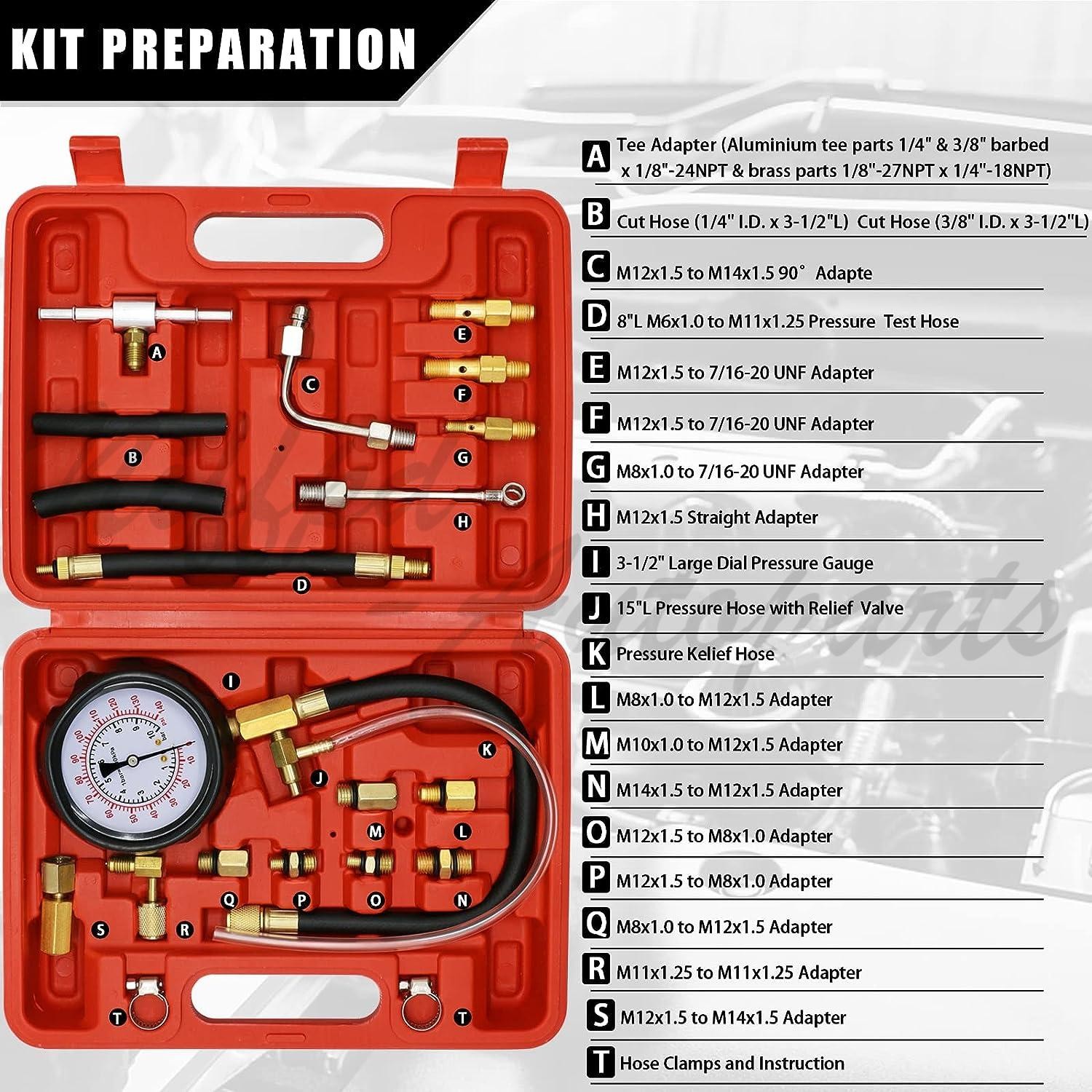 0-140PSI Fuel Injection Pump Pressure Tester Injector Pump Pressure Gauge Kit US