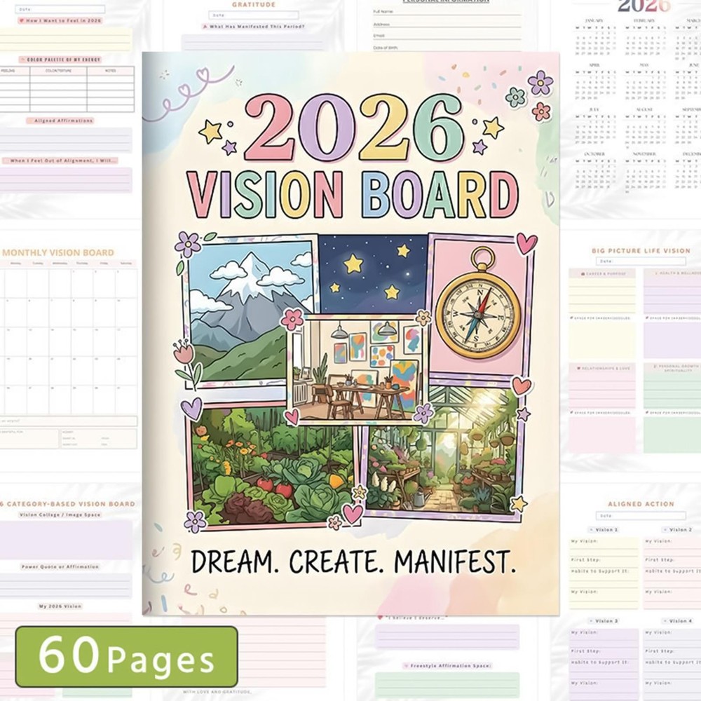 2026 VISIONBOARD Planner Notebook Goal Achievement Journal Work Planning