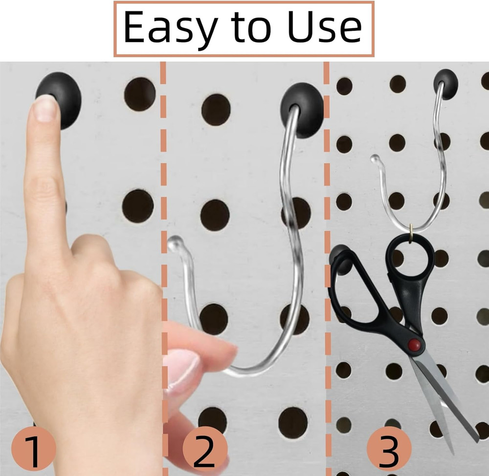 60PCS Pegboard Hook Locks, Peg Hook Locks Clips for 1/4 Inch Peg Board, Pegboard