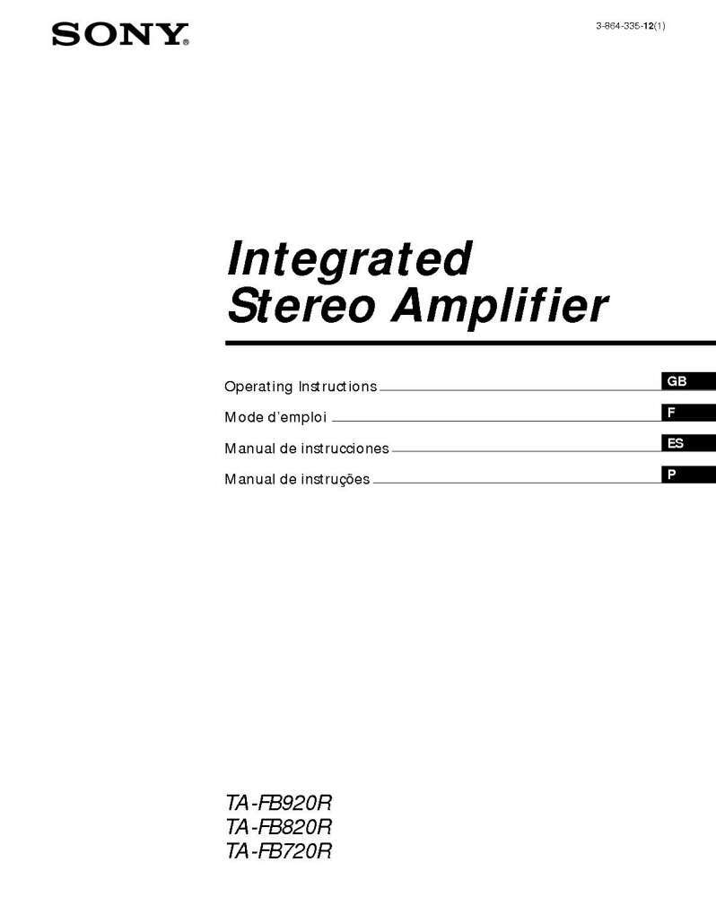 Sony TA-FB720R Amplifier / Receiver Owners Instruction Manual
