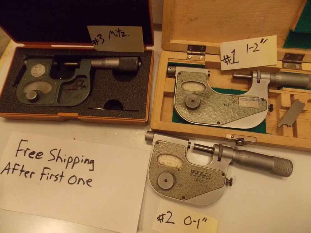FOWLER 0-1” 1-2" .0001” INDICATING MICROMETER COMPARATOR Mitutoyo Case Choose