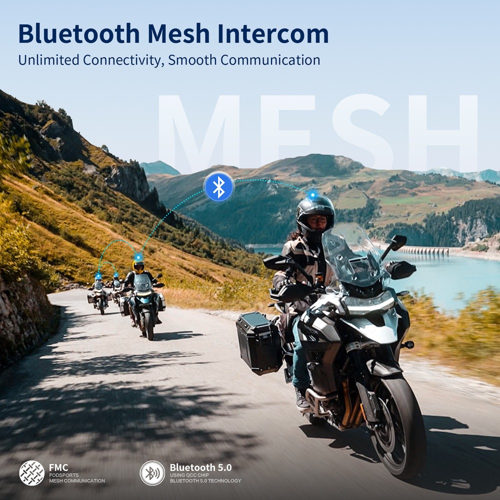 FX10C Motorcycle Intercom 32 Riders Communication Mesh Bluetooth Helmet Headset