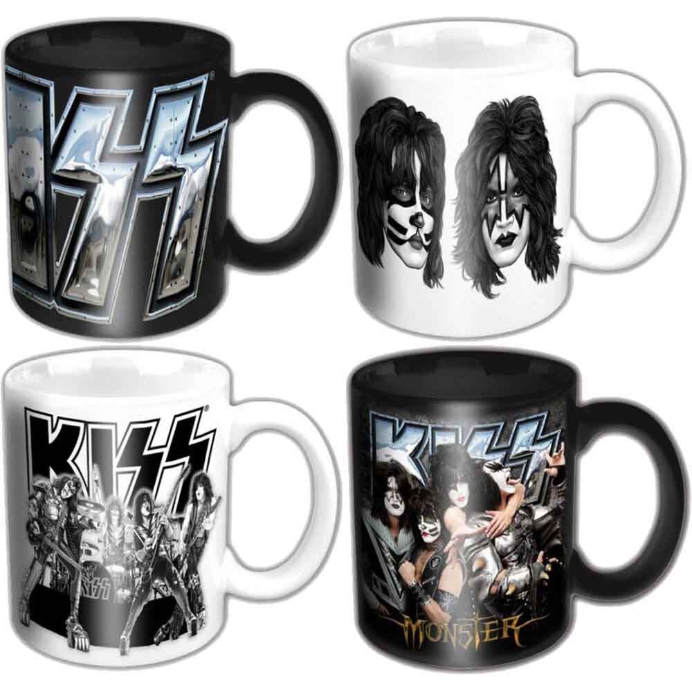 KISS band Mini 4oz Espresso Coffee Cup Ceramic Mug Set of FOUR