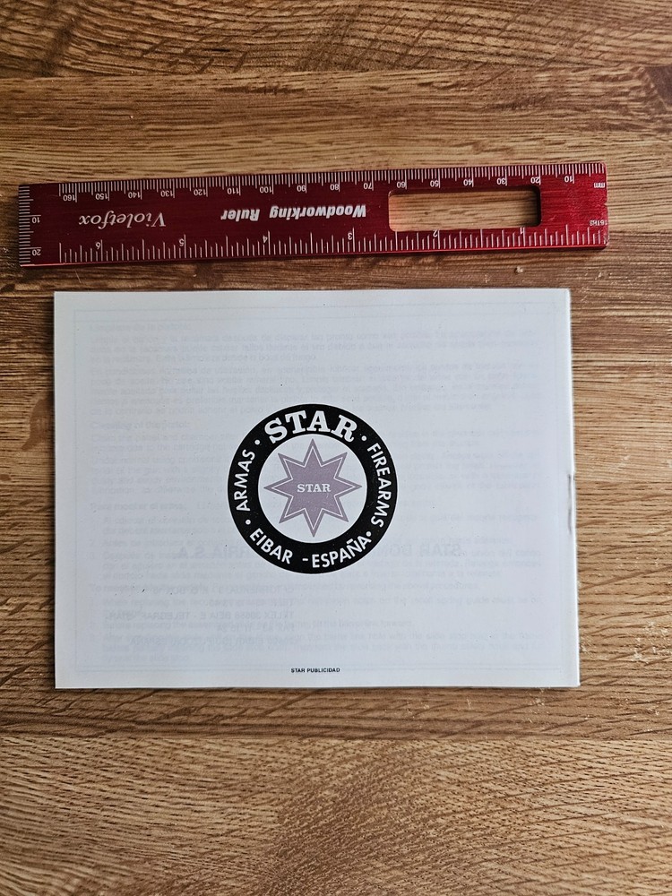 Star BM 9mm manual. Multi lingual. 24 pgs