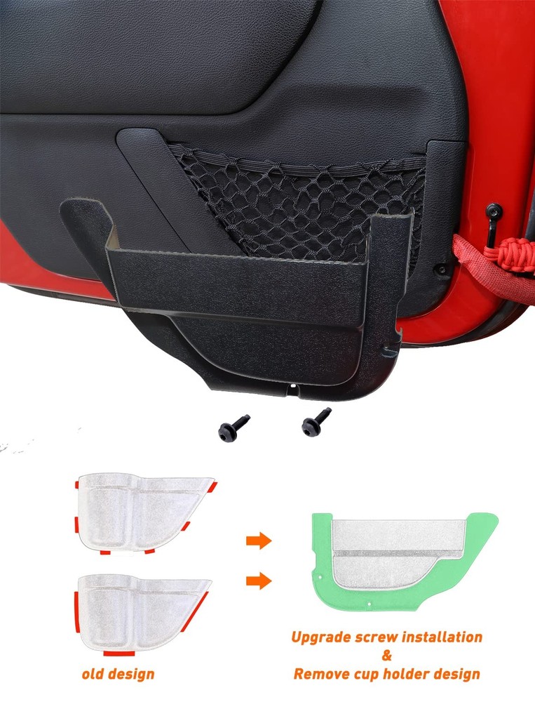Front Door Storage Pockets Without Cup Holder Side Insert Box for 2011-2018 Jeep