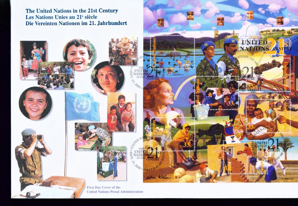 2000 Large UN FDC - New York Office - 21st Century Sheet