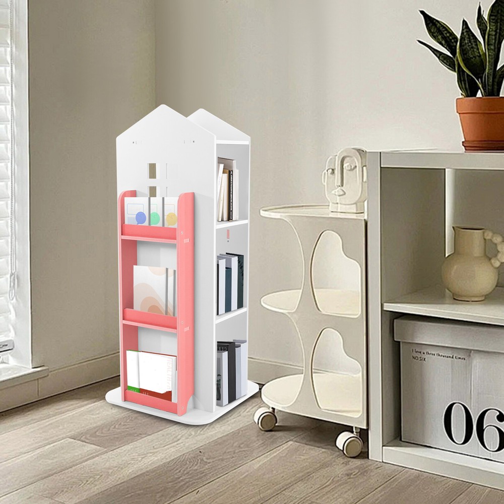 4-Tier Rotating Bookshelf with 360° Access - Sturdy Storage Solution