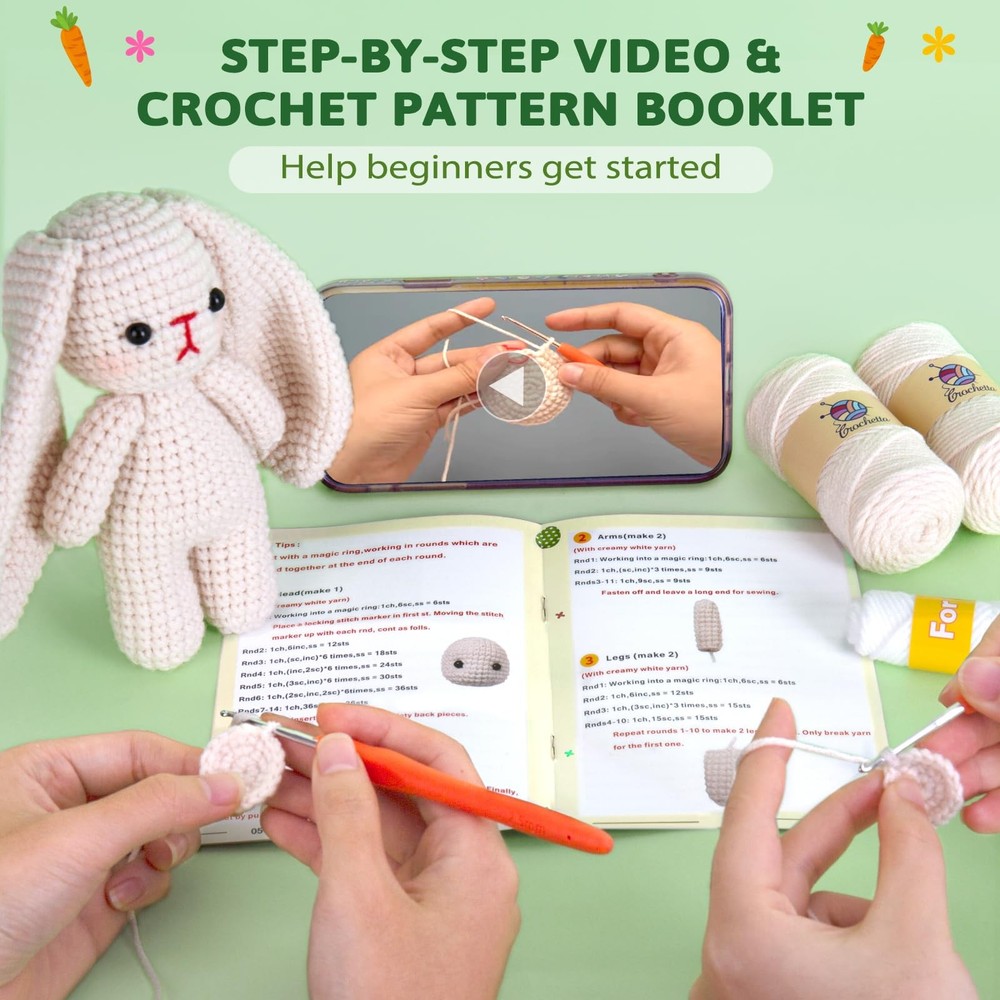 Crochet Kit for Beginners, Crochet Starter Kit w Step-by-Step Video Tutorials...