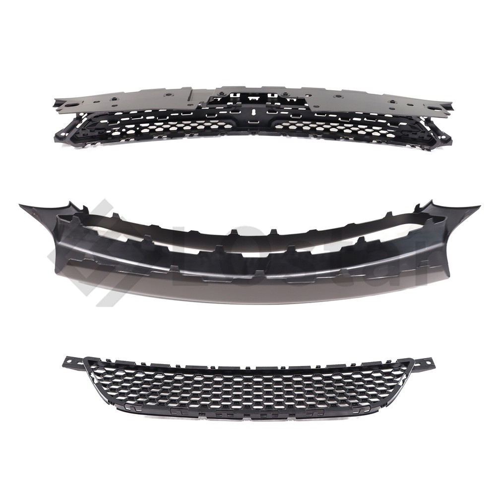 New 3PC Front Bumper Molding & Upper & Lower Grille Set For 2013-2016 Dodge Dart