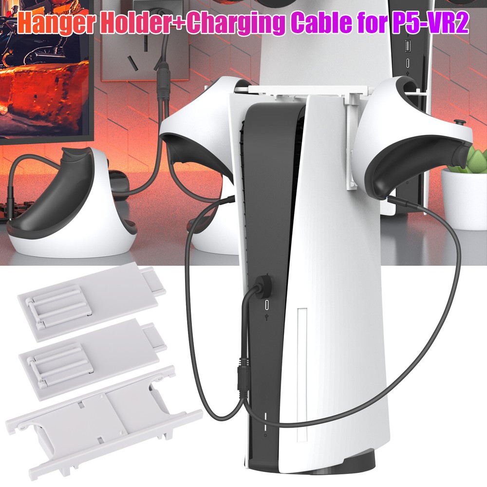 Controller Charger & Storage Bracket for PS VR2 Accessories Gaming Headset Stand