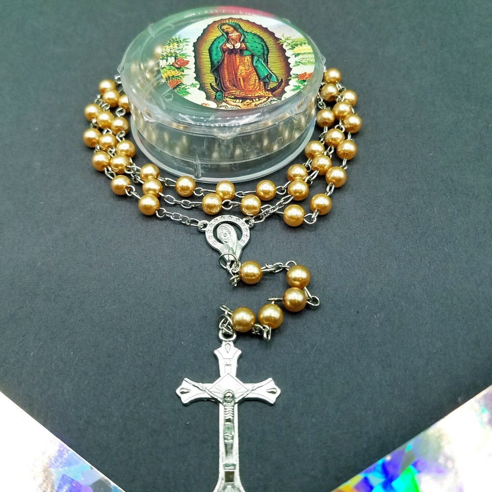 Catholic Rosary Beige Faux Pearl Beads 4mm .