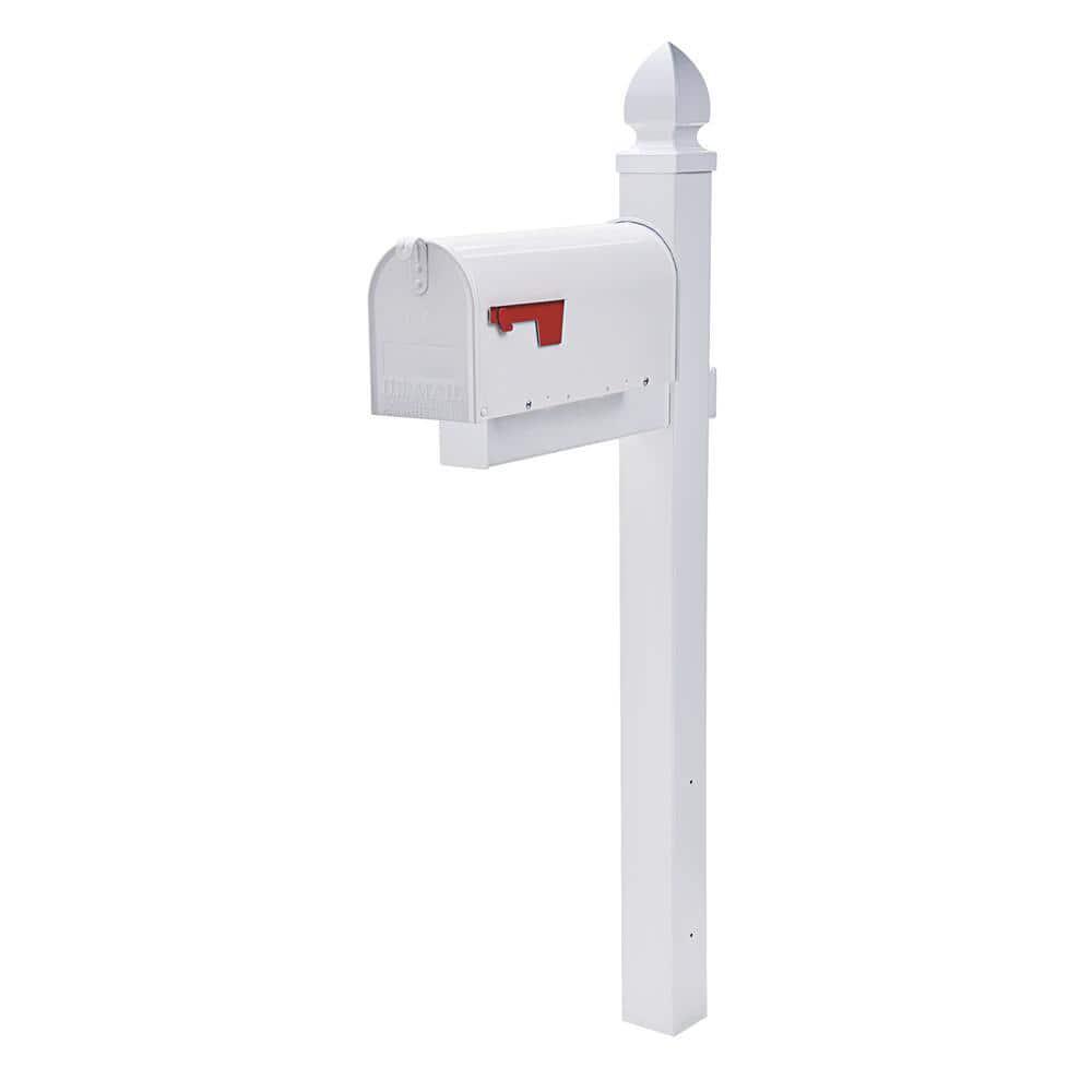 Architectural Mailboxes Post White Vinyl Crossarm Convertible Rust-Proof Durable