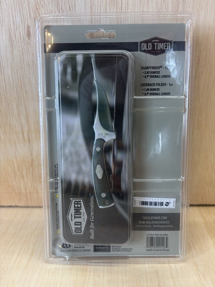 New Schrade Combo Sharpfinger Knife W/Lockback Folding Knife Stainless Blade