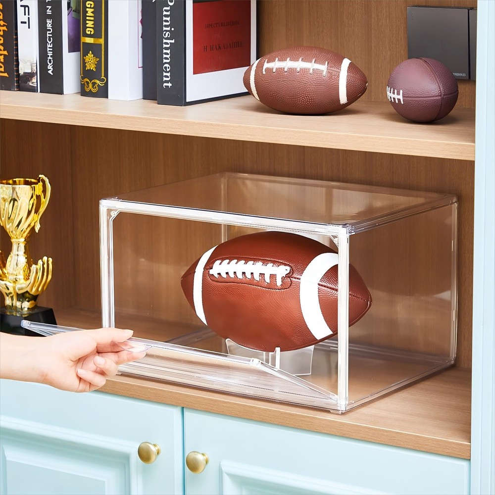 Thyle 4 Pack Football Display Case Full Size Clear Acrylic Stackable
