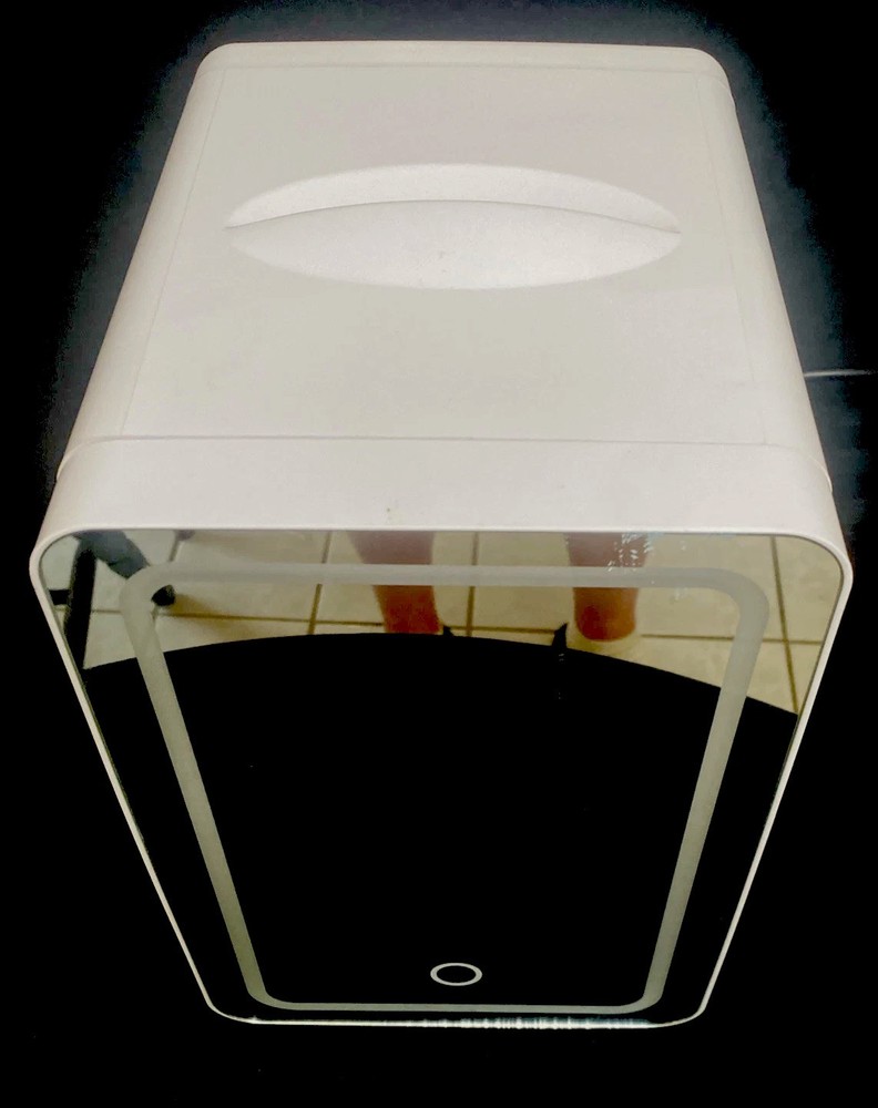 Mini Fridge 12 Volt Mirrored Lighted Makeup Cosmetics Snack Refrigerator Cold