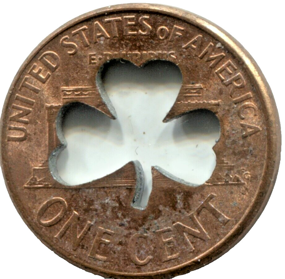 CLOVER DESIGN # 2 OUTLINE - CUT-OUT LINCOLN CENT - VARIOUS DATES - MH 032