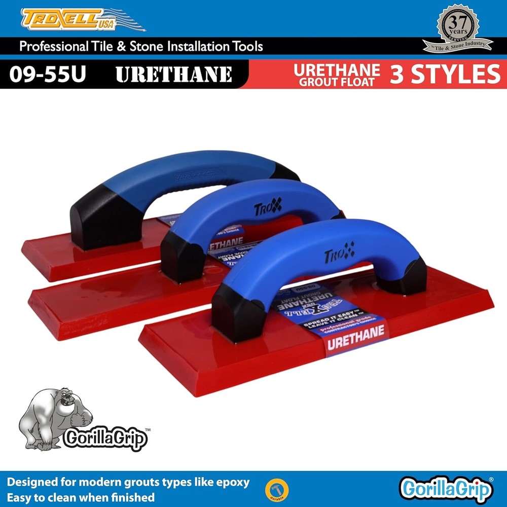 Effortless Grouting with 4" x 9" Urethane Float and SoftGrip Handle for Comfort