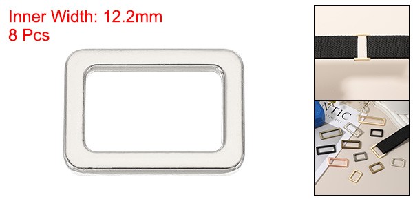 8pcs 3/4Inch Metal Flat Rectangle Ring Buckle Silver