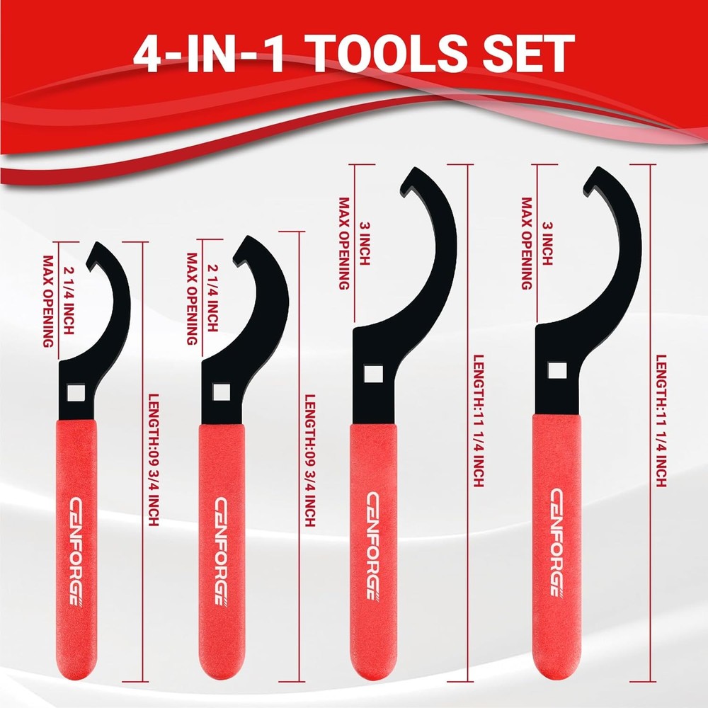 Cenfoge Universal Coilover Adjustment Spanner Wrench Set, 4-PC. Tool Kit for Sus