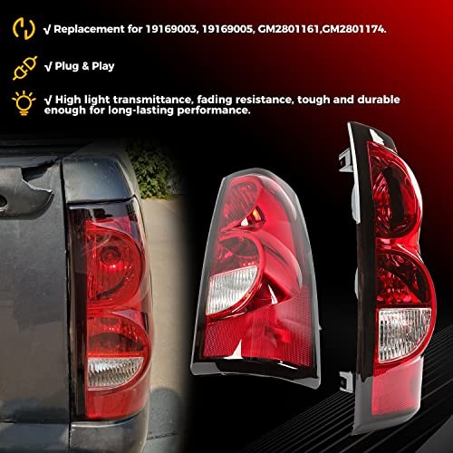 Right Tail Light Compatible with 2003-2006 Chevy Silverado Passenger Red/Clear