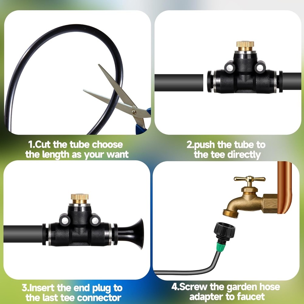 Misters for Outside Patio, Misting 40FT Cooling System, Black&Green