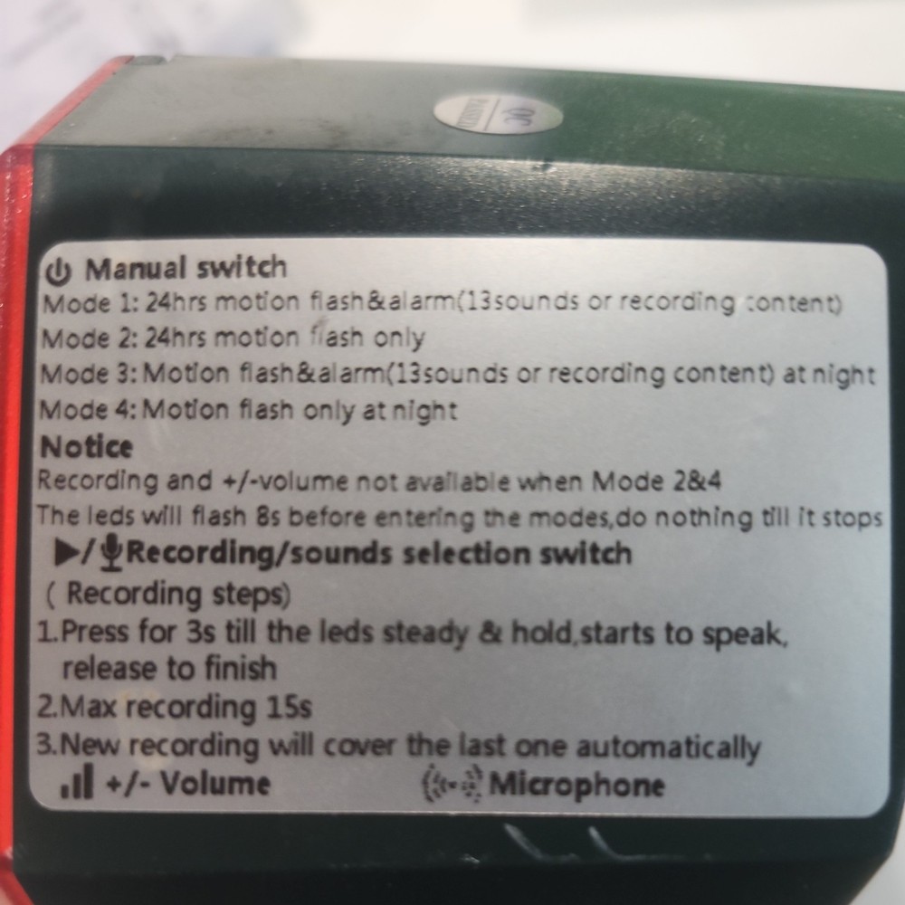 Solar Alarm Infrared Motion Detection