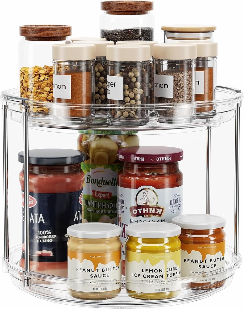 Double-Layer Rotating Condiment Rack,9.25 inches in diameter,multi-purpose.