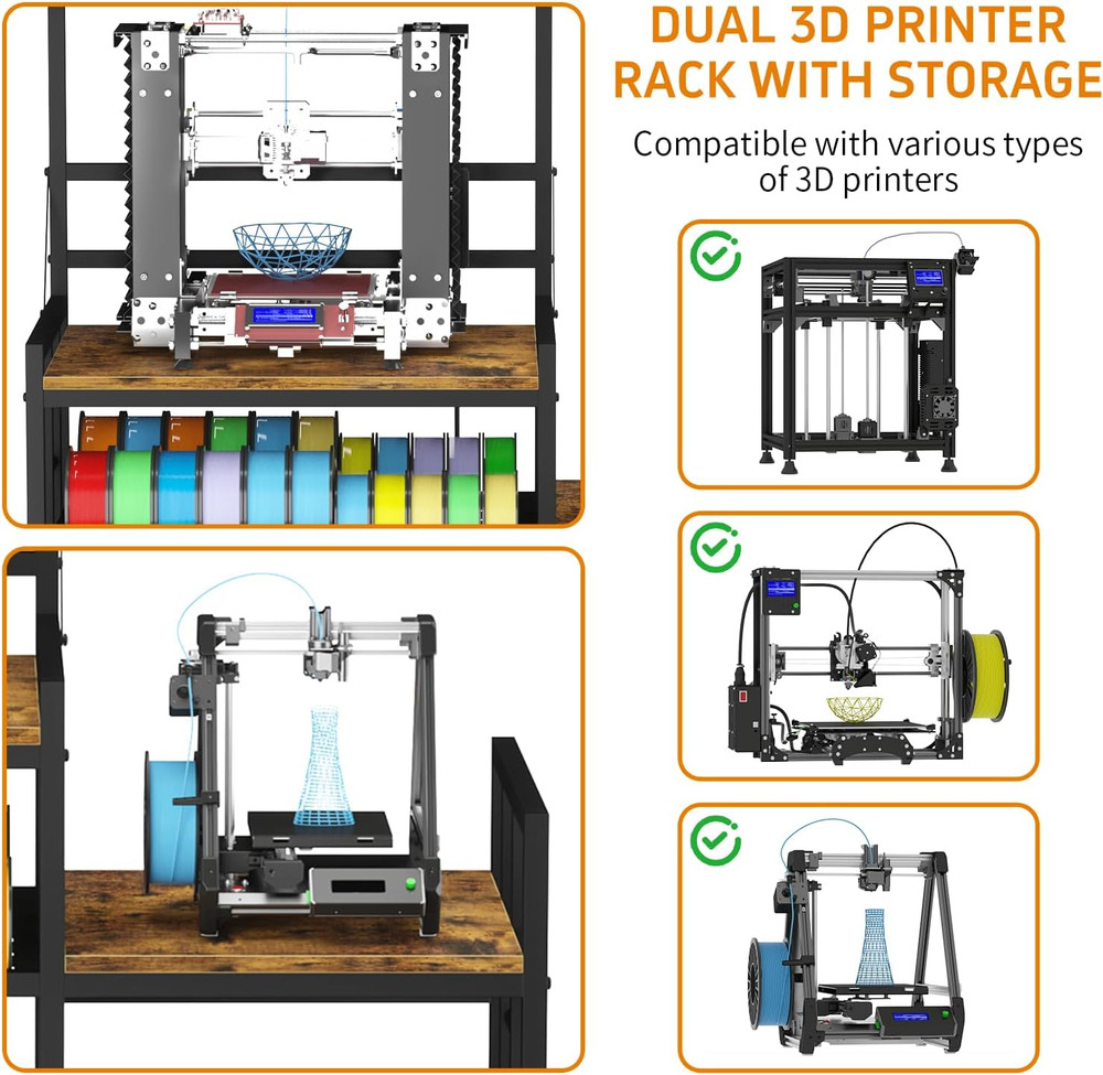 3D Printer Table with Filament Storage Printer Stand with Power Outlet,Heavy Dut