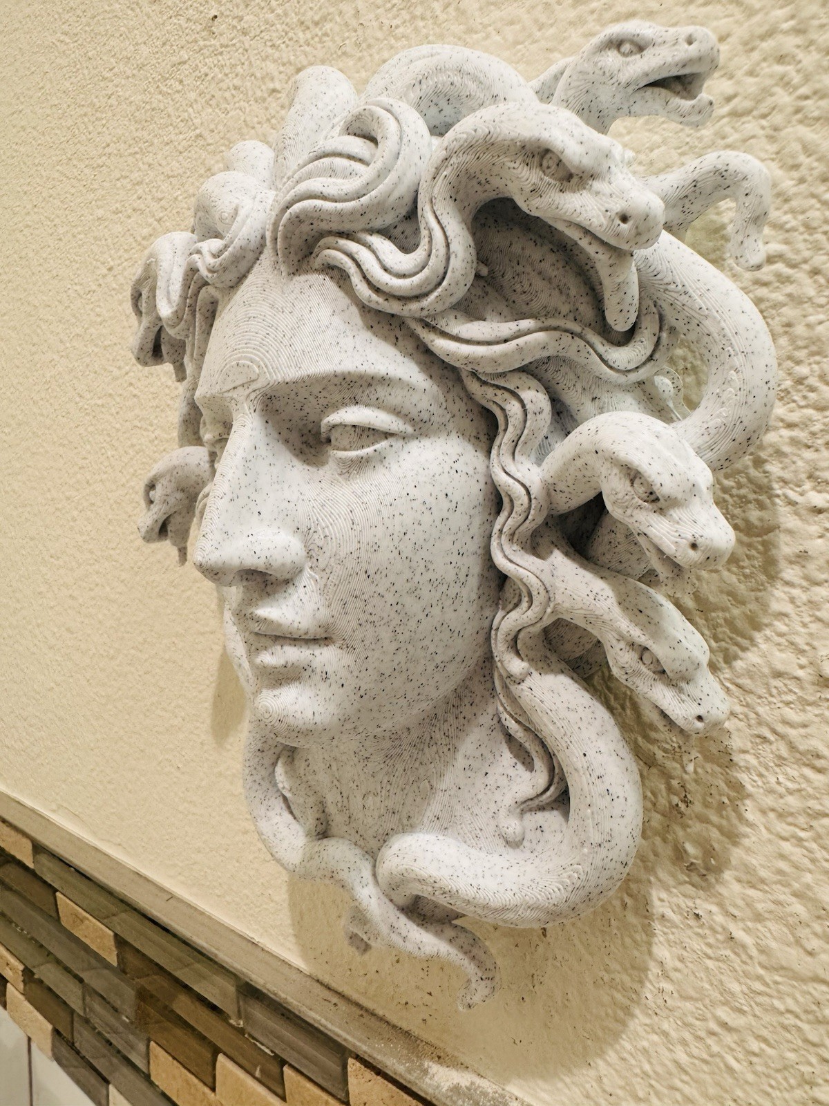 Medusa 9” Wall Sculpture Greek Mythology Art | Stone Look Gorgon Face Decor