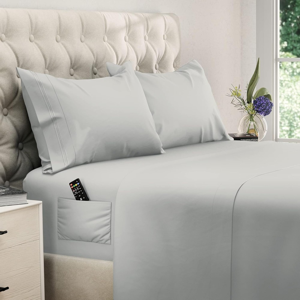 4-Piece Queen Sheet Set - Extra Deep Pocket, Cooling Microfiber Bedding