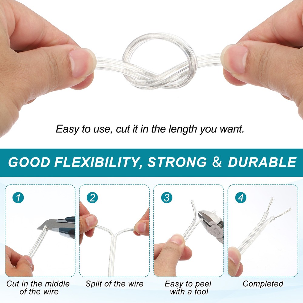 50Ft 18/2 Covered Wire SPT-2 UL Listed Copper Electronic Wire Clear