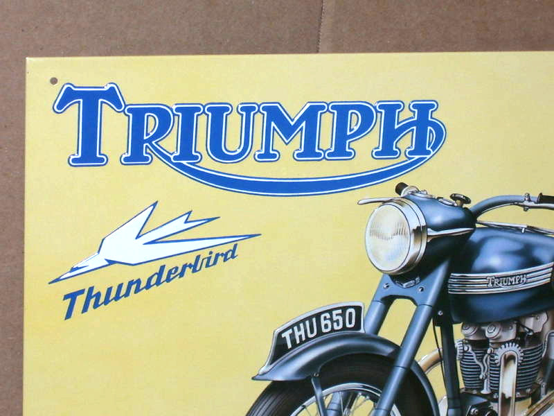 TRIUMPH - 650 Motor --OLD SIGN -Date1993 -SHOWS DETAIL of 1950 Bike / Motorcycle