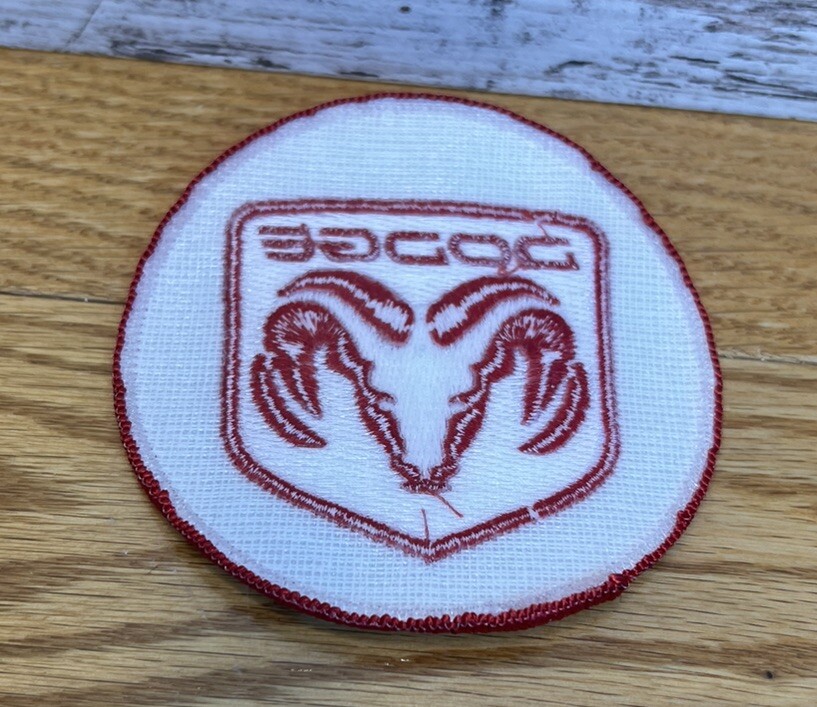 Round 3.5" Dodge Ram Embroidered Patch Red & White