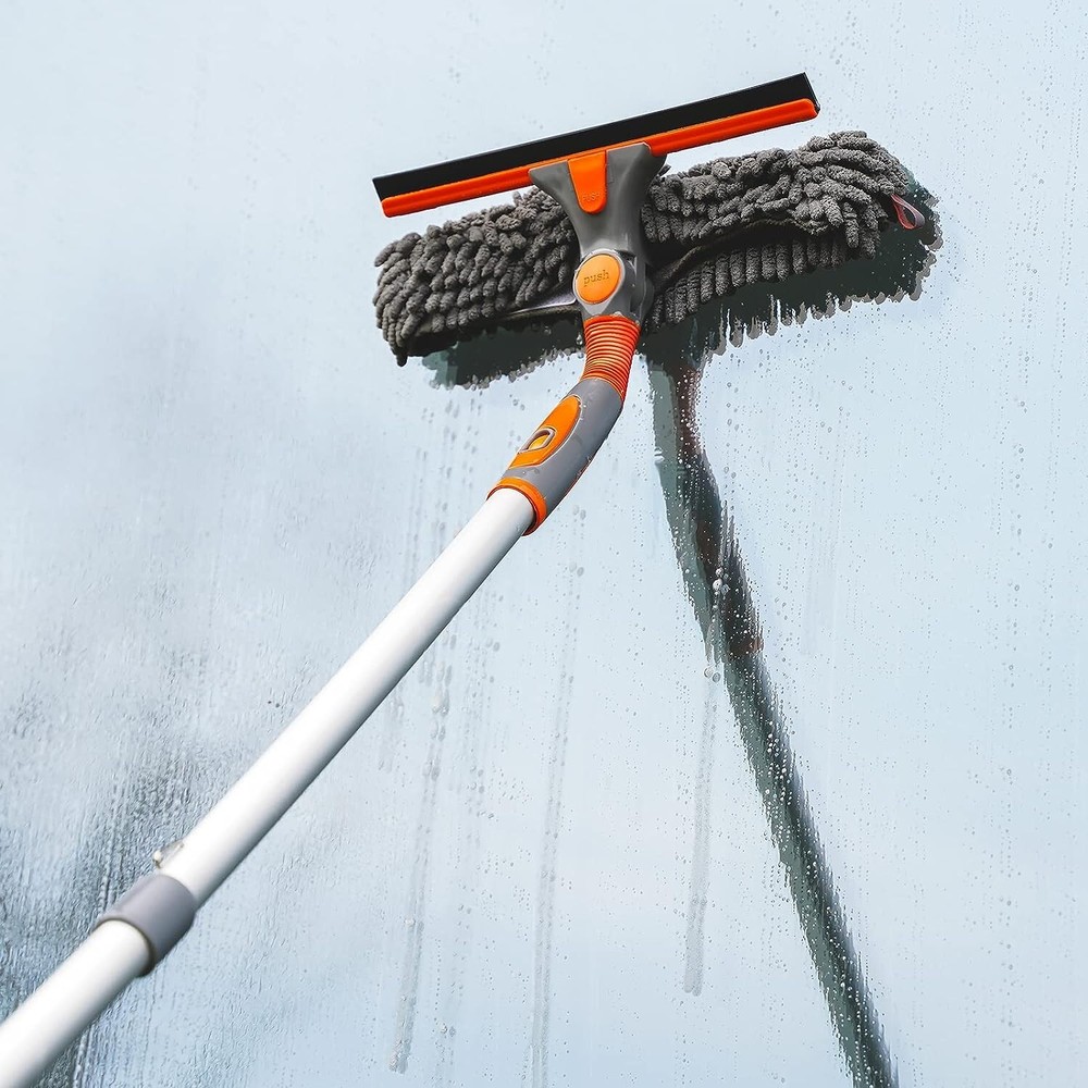 Window Squeegee and Scrubber Combo Tool Attachment Kit Window Washing Equipment