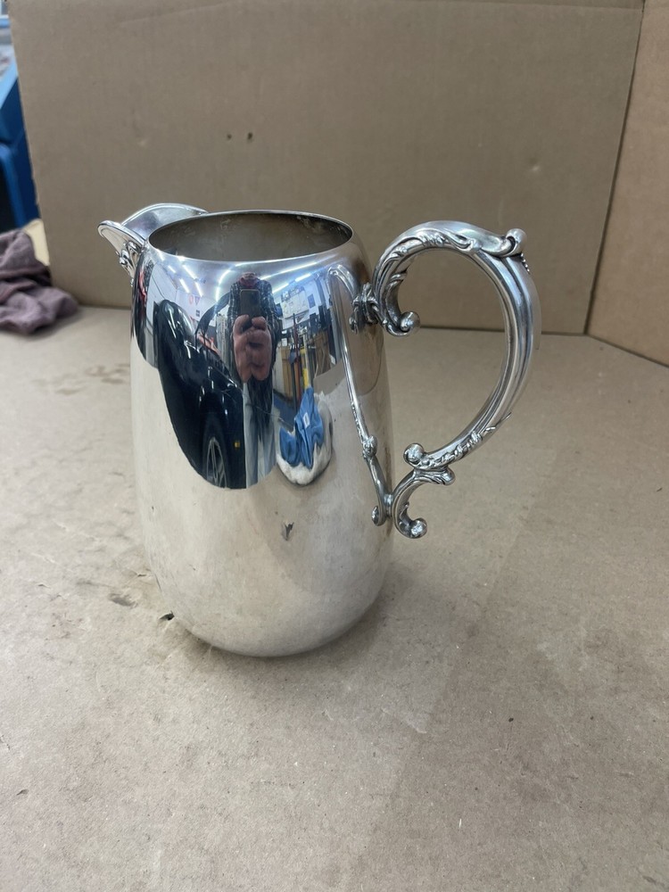 Antique Silver Plated Water Pitcher 8” Tal
