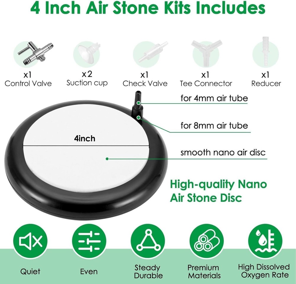 Quiet & Efficient Aquarium Air Stone 4 Inch