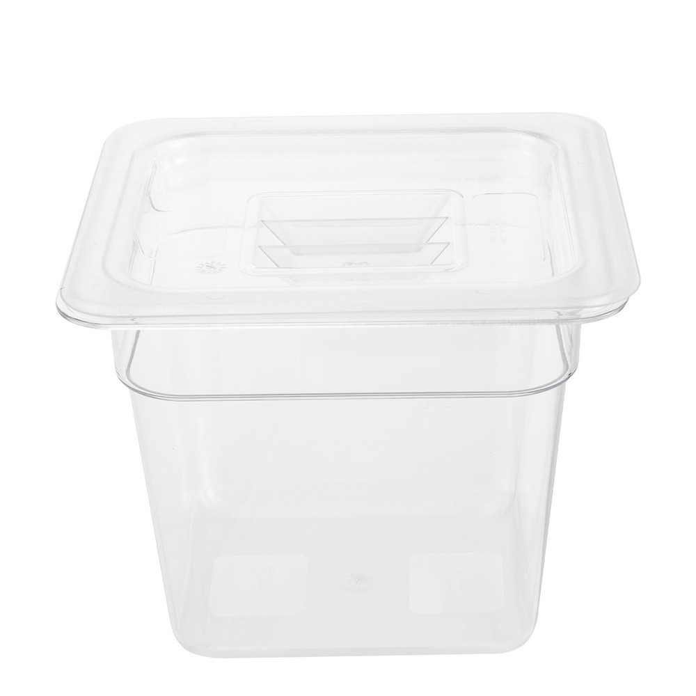 8 PACK 1/6 Size Clear PC Steam Prep Table Food Prep Pans 4" Deep Space Saving
