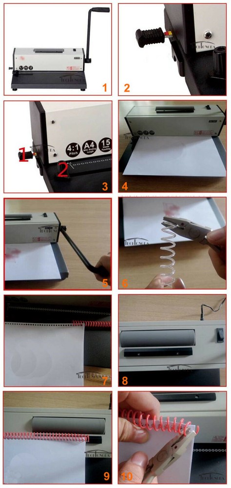110V Desk Calendar Notebook Maker Plastic Spiral Coil Binding Machine