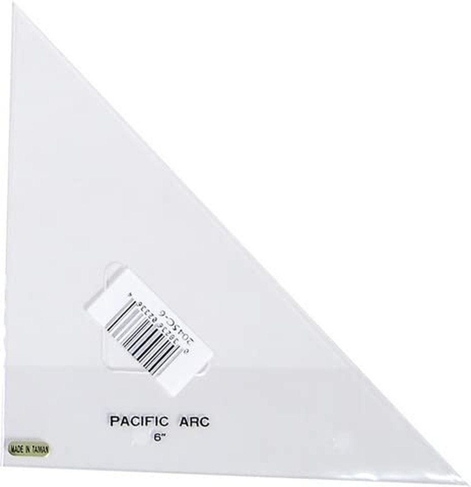 Pacific Arc Drafting Triangle, 6-inch, 45/90 Degrees, Clear Acrylic