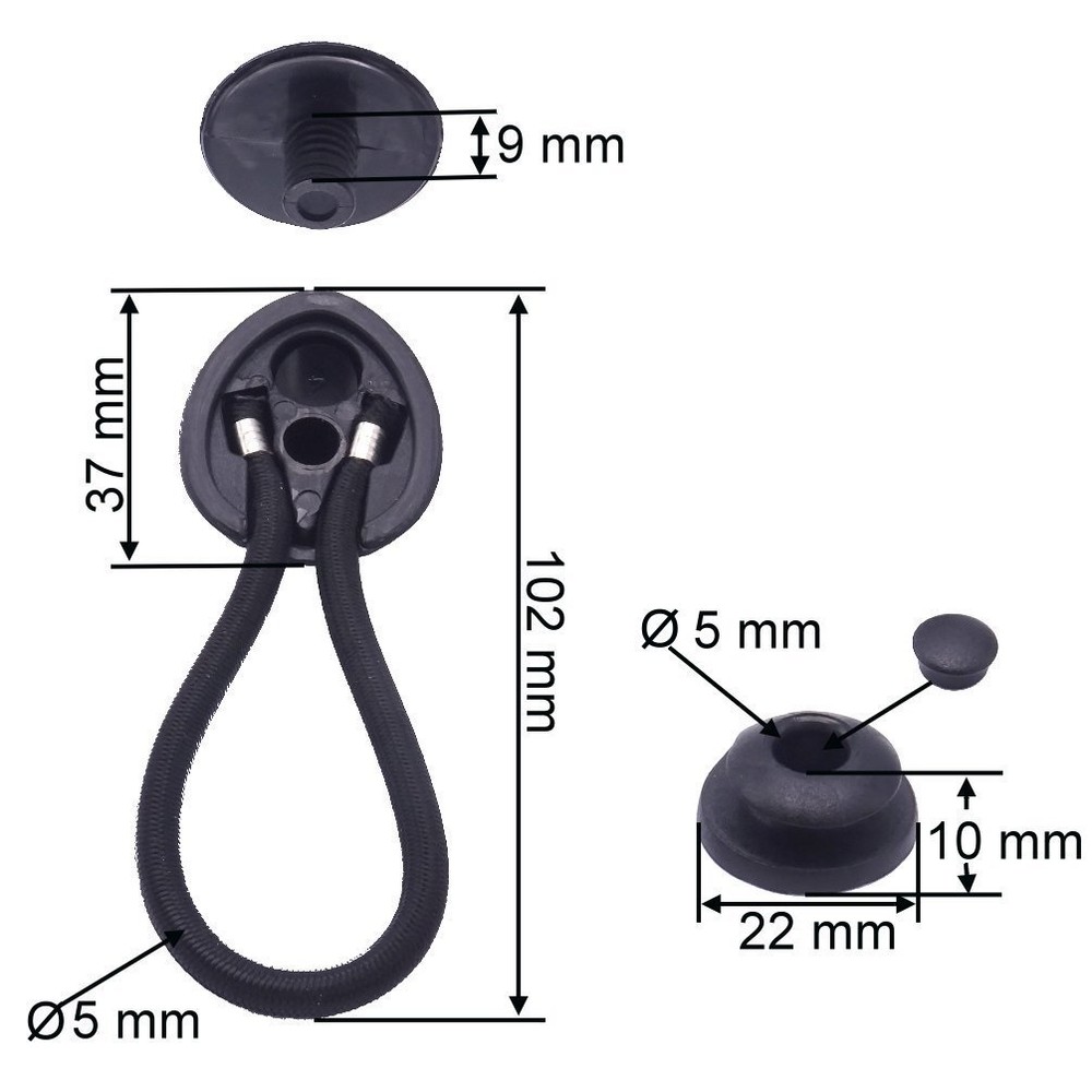2 Shock Cords Tie Down Strap Bungee knob Cords Pullcord Tie Down Cover