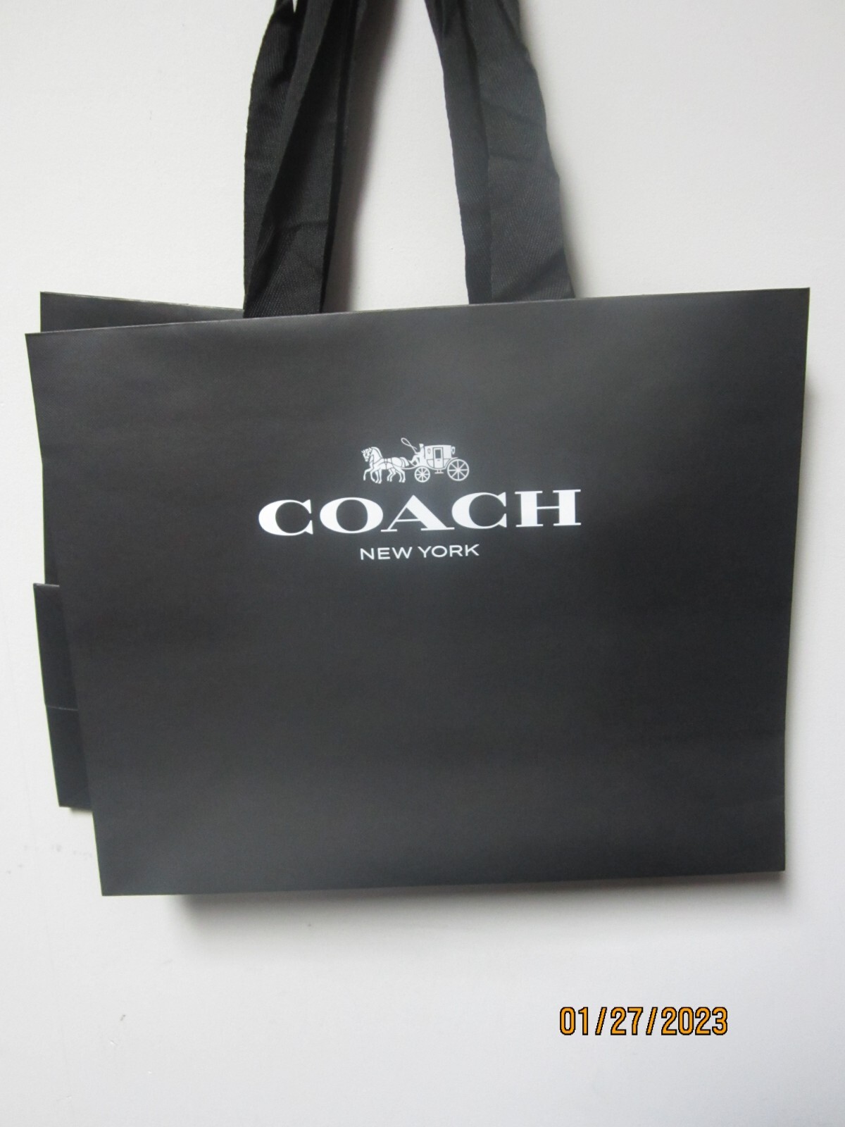 Coach Shopping Bag Reusable LOT OF 2! 16x13x6 Black with silver design logo!