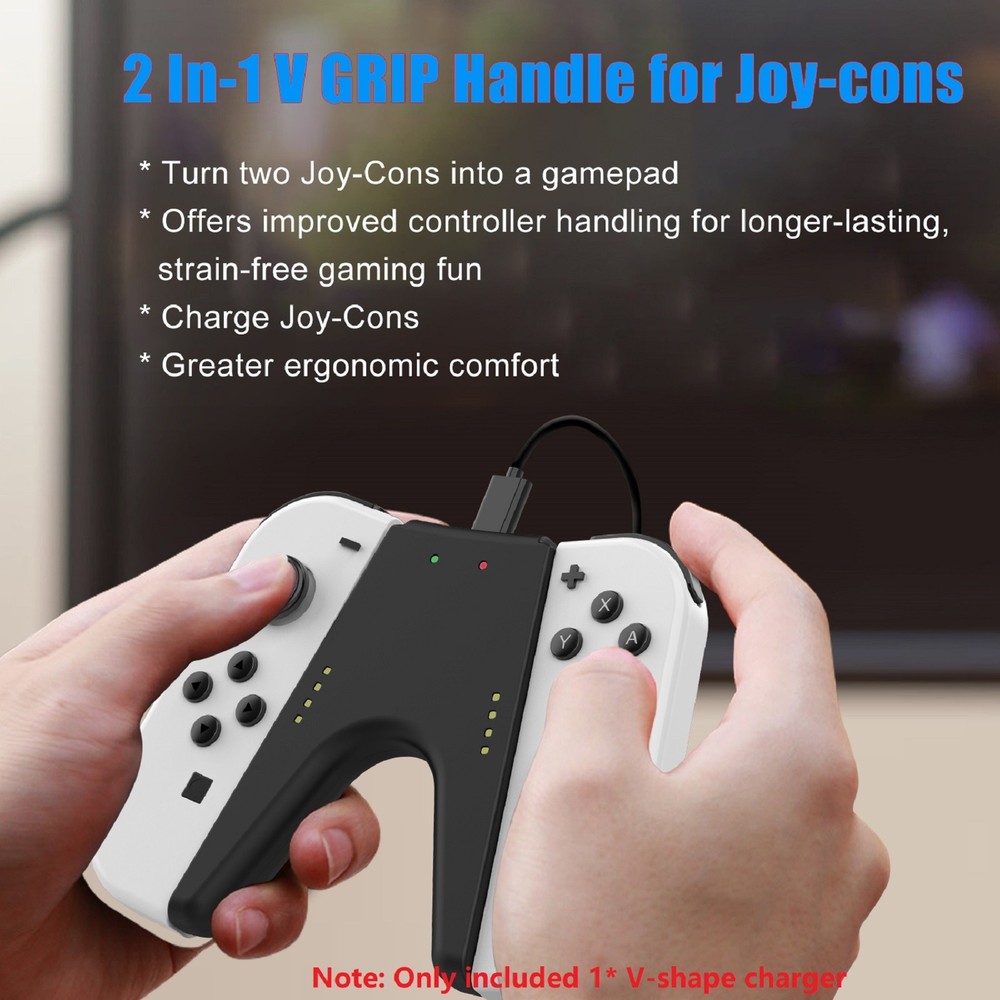 V Shape Charging Grip With Type-C Charging Cable For Switch NS JoyCon Controller