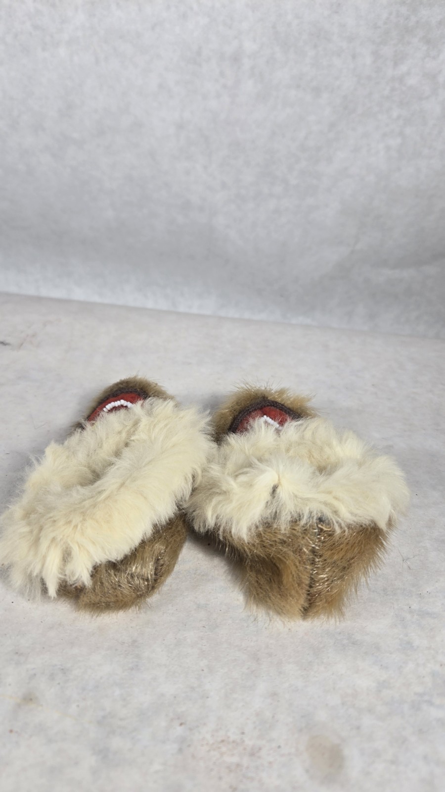 Early 1900's Moccasins Hand Made Native American Baby Toddler Leather Fur Beads