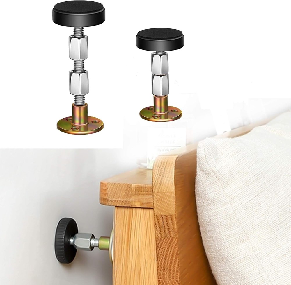 Headboard Stoppers for Wall, Adjustable Iron Bed Frame Anti-Shake Tool, Easy ...