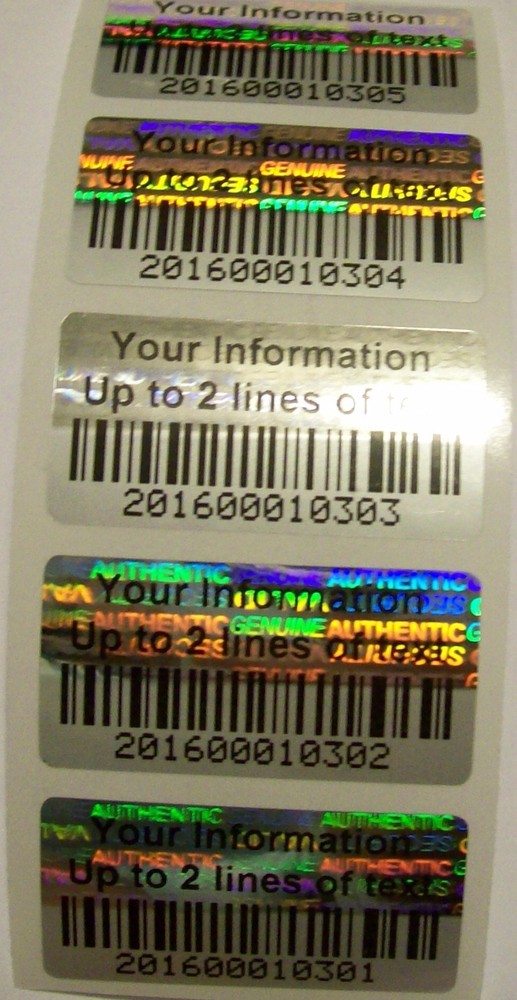 BCc 5000 Custom Print Security BARCODE Hologram Tamper Evident Stickers